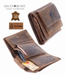 PORTFEL MINI NA KARTY BANKNOTY DROBNE SKÓRA VINTAGE GREENBURRY 1793A-25