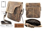 TORBA NA RAMIĘ PRZEWIESZKA Z KLAPĄ FORMAT A5 NA TABLET SKÓRA VINTAGE GREENBURRY 1694-25