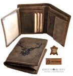 PORTFEL PION Z WIZERUNKIEM GŁOWY JELENIA SKÓRA VINTAGE GREENBURRY 1701-RS-25 ROYAL STAG