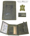 PORTFEL PION Z WIZERUNKIEM GŁOWY DZIKA SKÓRA OLIV VINTAGE GREENBURRY 1701-WILDBOAR-30