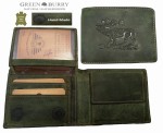 PORTFEL POZIOM Z WIZERUNKIEM JELENIA SKÓRA VINTAGE OLIV GREENBURRY 1705-STAG-30