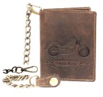 PORTFEL Z ŁAŃCUCHEM PION Z WIZERUNKIEM MOTOCYKLA SKÓRA VINTAGE GREENBURRY 1796A-BIKE-25
