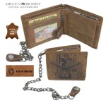 PORTFEL Z ŁAŃCUCHEM POZIOM SKÓRA VINTAGE GREENBURRY REBEL SKULL 1796-SK-25 CZASZKA