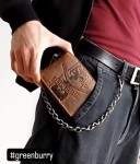 PORTFEL Z ŁAŃCUCHEM POZIOM SKÓRA VINTAGE GREENBURRY REBEL SKULL 1796-SK-25 CZASZKA