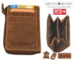 1PORTFEL MINI NA SUWAK ETUI NA KARTY PION SKÓRA VINTAGE GREENBURRY 1685-25 RFID