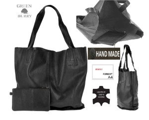 TORBA SHOPPER NA RAMIĘ SKÓRA CARMEN GREENBURRY NR-2-20 CZARNA