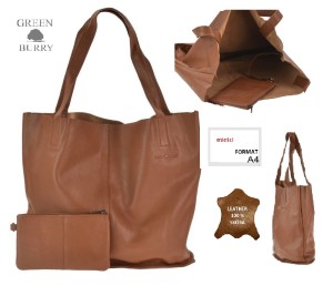 TORBA SHOPPER NA RAMIĘ SKÓRA CARMEN GREENBURRY NR-2-24 BRĄZ
