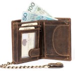 PORTFEL Z ŁAŃCUCHEM PION Z WIZERUNKIEM INDIANINA SKÓRA VINTAGE GREENBURRY  RED INDIAN