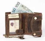 PORTFEL Z ŁAŃCUCHEM PION Z WIZERUNKIEM CZASZKA SKÓRA VINTAGE GREENBURRY 1796A-SKULL-25