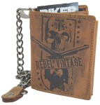 PORTFEL Z ŁAŃCUCHEM PION SKÓRA VINTAGE GREENBURRY REBEL SKULL 1796A-SK-25 CZASZKA