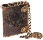 PORTFEL Z ŁAŃCUCHEM PION Z WIZERUNKIEM CZASZKA SKÓRA VINTAGE GREENBURRY 1796A-SKULL-25