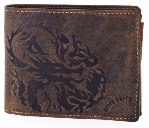 PORTFEL Z WIZERUNKIEM SMOKA POZIOM SKÓRA VINTAGE GREENBURRY D-1796-25 DRAGON