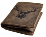 PORTFEL PION Z WIZERUNKIEM GŁOWY JELENIA SKÓRA VINTAGE GREENBURRY 1701-RS-25 ROYAL STAG