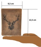 PORTFEL PION Z WIZERUNKIEM GŁOWY JELENIA SKÓRA VINTAGE GREENBURRY 1701-RS-25 ROYAL STAG