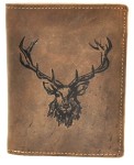 PORTFEL PION Z WIZERUNKIEM GŁOWY JELENIA SKÓRA VINTAGE GREENBURRY 1701-RS-25 ROYAL STAG