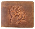 PORTFEL POZIOM Z WIZERUNKIEM GŁOWY WILKA SKÓRA VINTAGE GREENBURRY 1705-WULF-25