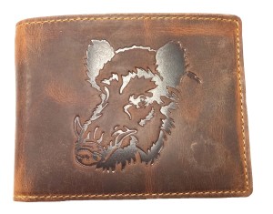 PORTFEL POZIOM Z WIZERUNKIEM GŁOWY DZIKA SKÓRA VINTAGE GREENBURRY 1705-WILDBOAR-25