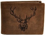PORTFEL POZIOM Z WIZERUNKIEM GŁOWY JELENIA SKÓRA VINTAGE GREENBURRY 1705-RS-25