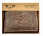 PORTFEL POZIOM Z WIZERUNKIEM JELENIA SKÓRA VINTAGE GREENBURRY 1705-STAG-25