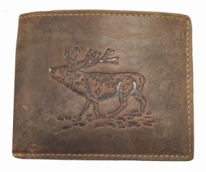 PORTFEL POZIOM Z WIZERUNKIEM JELENIA SKÓRA VINTAGE GREENBURRY 1705-STAG-25