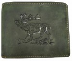 PORTFEL POZIOM Z WIZERUNKIEM JELENIA SKÓRA VINTAGE OLIV GREENBURRY 1705-STAG-30