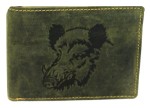 PORTFEL POZIOM Z WIZERUNKIEM GŁOWY DZIKA SKÓRA OLIV VINTAGE GREENBURRY 1705-WILDBOAR-30