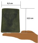 PORTFEL PION Z WIZERUNKIEM GŁOWY JELENIA SKÓRA VINTAGE OLIV GREENBURRY 1701-RS-30
