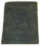 PORTFEL PION Z WIZERUNKIEM JELENIA SKÓRA VINTAGE OLIV GREENBURRY 1701-STAG-30