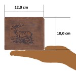 PORTFEL Z WYJMOWANĄ WKŁADKĄ POZIOM WIZERUNEK JELENIA SKÓRA VINTAGE GREENBURRY 1702-STAG3-25