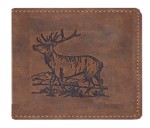 PORTFEL Z WYJMOWANĄ WKŁADKĄ POZIOM WIZERUNEK JELENIA SKÓRA VINTAGE GREENBURRY 1702-STAG3-25