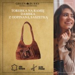 TOREBKA NA RAMIĘ DAMSKA Z ODPINANĄ SASZETKĄ SKÓRA VINTAGE GREENBURRY 1917-25