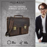TECZKA BIZNES FORMAT A4 DUŻA TORBA NA RAMIĘ SKÓRA VINTAGE GREENBURRY 1710-25