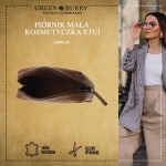 PIÓRNIK MAŁA KOSMETYCZKA ETUI SASZETKA NA SUWAK SKÓRA VINTAGE GREENBURRY 1789C-25