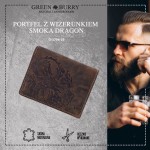 PORTFEL Z WIZERUNKIEM SMOKA POZIOM SKÓRA VINTAGE GREENBURRY D-1796-25 DRAGON