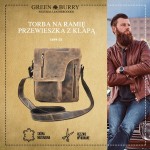 TORBA NA RAMIĘ PRZEWIESZKA Z KLAPĄ FORMAT A5 NA TABLET SKÓRA VINTAGE GREENBURRY 1694-25