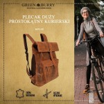 PLECAK DUŻY PROSTOKĄTNY KURIERSKI SKÓRA VINTAGE GREENBURRY 1671-25